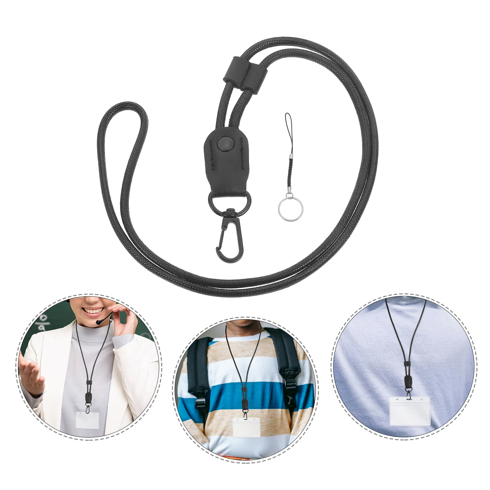 

PU Badge Lanyard with Detachable Hook for Name Tags Chest Badges Lanyard for Baggage ID Card Professional Hanging Rope Strap