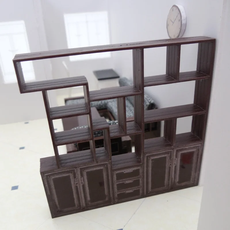 1:12 Scale Dollhouse Miniature Shelf - Micro Interior Design Set with Sofa & Tea Set, DIY Scene Model Accessories