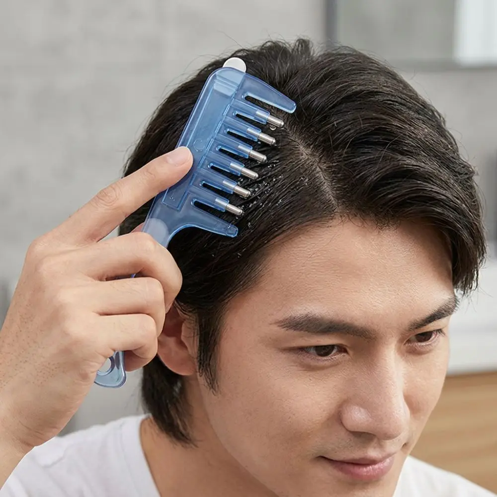 Rolling Metal Teeth Scalp Liquid Guide Comb Hair Firming Built-in Liquid Reservoir Hair Care Comb Transparent Anti-Static