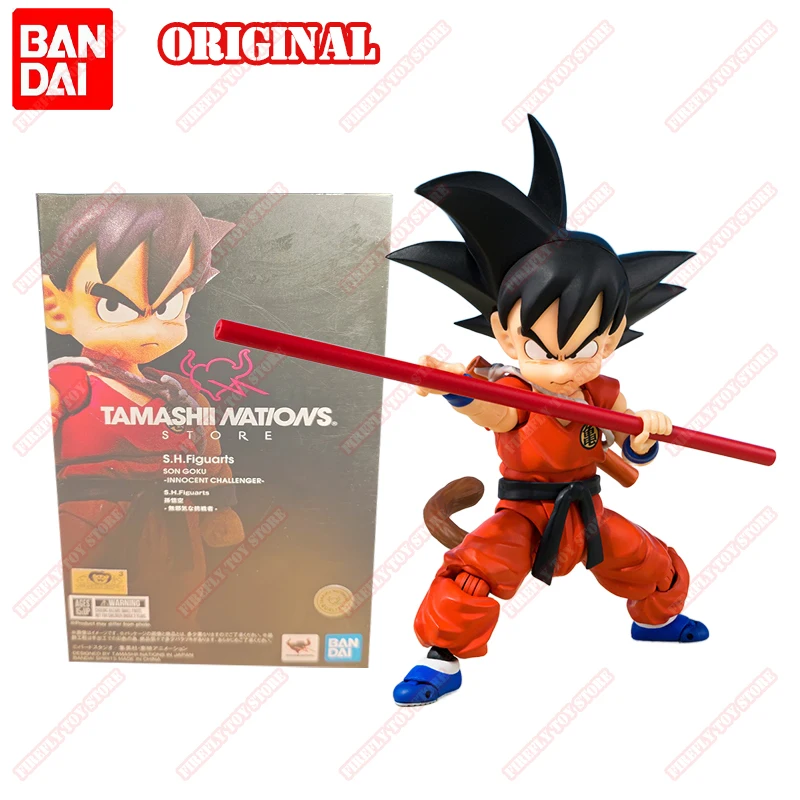 BANDAI oryginalna S.H.Figuarts Dragon Ball animacja peryferyjna zabawka Son Goku Innocent Challenger ruchomy model kolekcja figurek