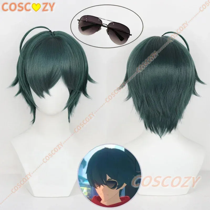 

Game Zenless Zone Zero Latest Lighter Cosplay Wig Glasses Sons of Calydon Lighter Hair Atrovirens 30cm Long Adult Women Men Wigs