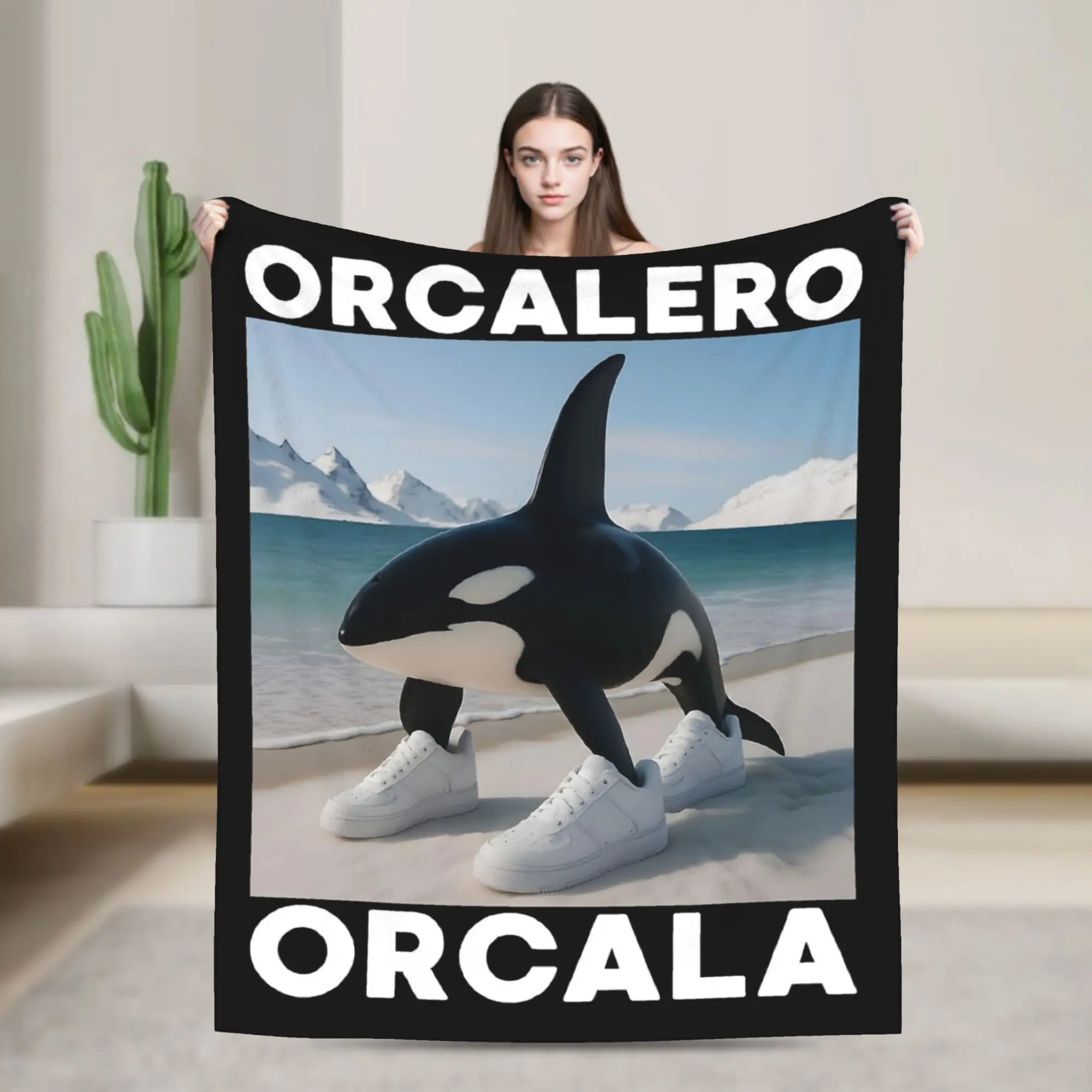 Orcalero Orcala Italian Brainrot Meme Blanket Velvet All Season  Lightweight Thin Throw Blankets for Sofa Office Rug Piece