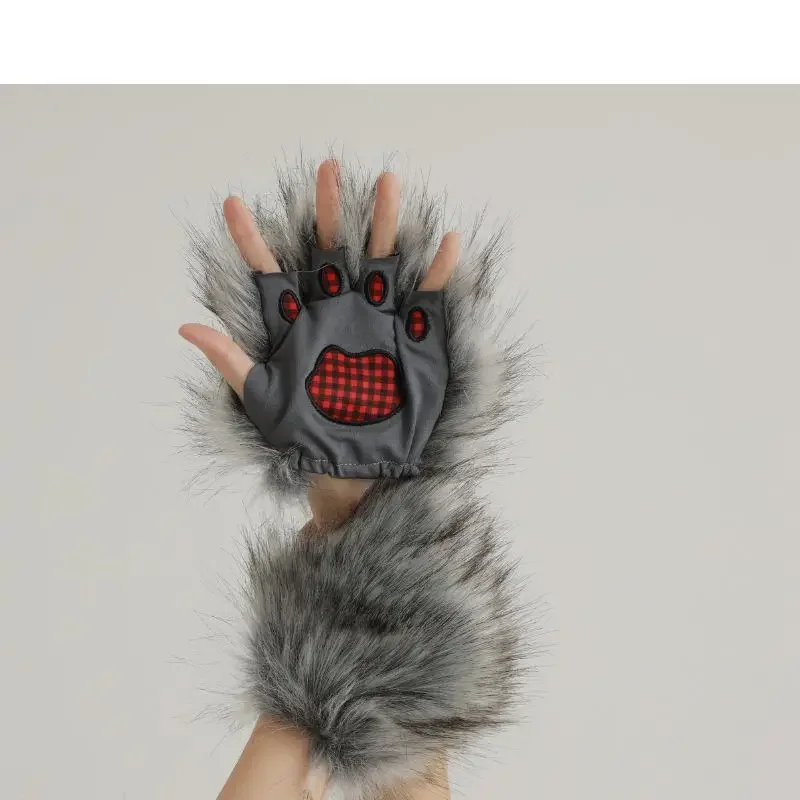 クロスボーダー大人用ぬいぐるみオオカミ手袋ハロウィンクリスマスコスチュームステージ小道具柔らかい素材快適な着用感男性と女性向け