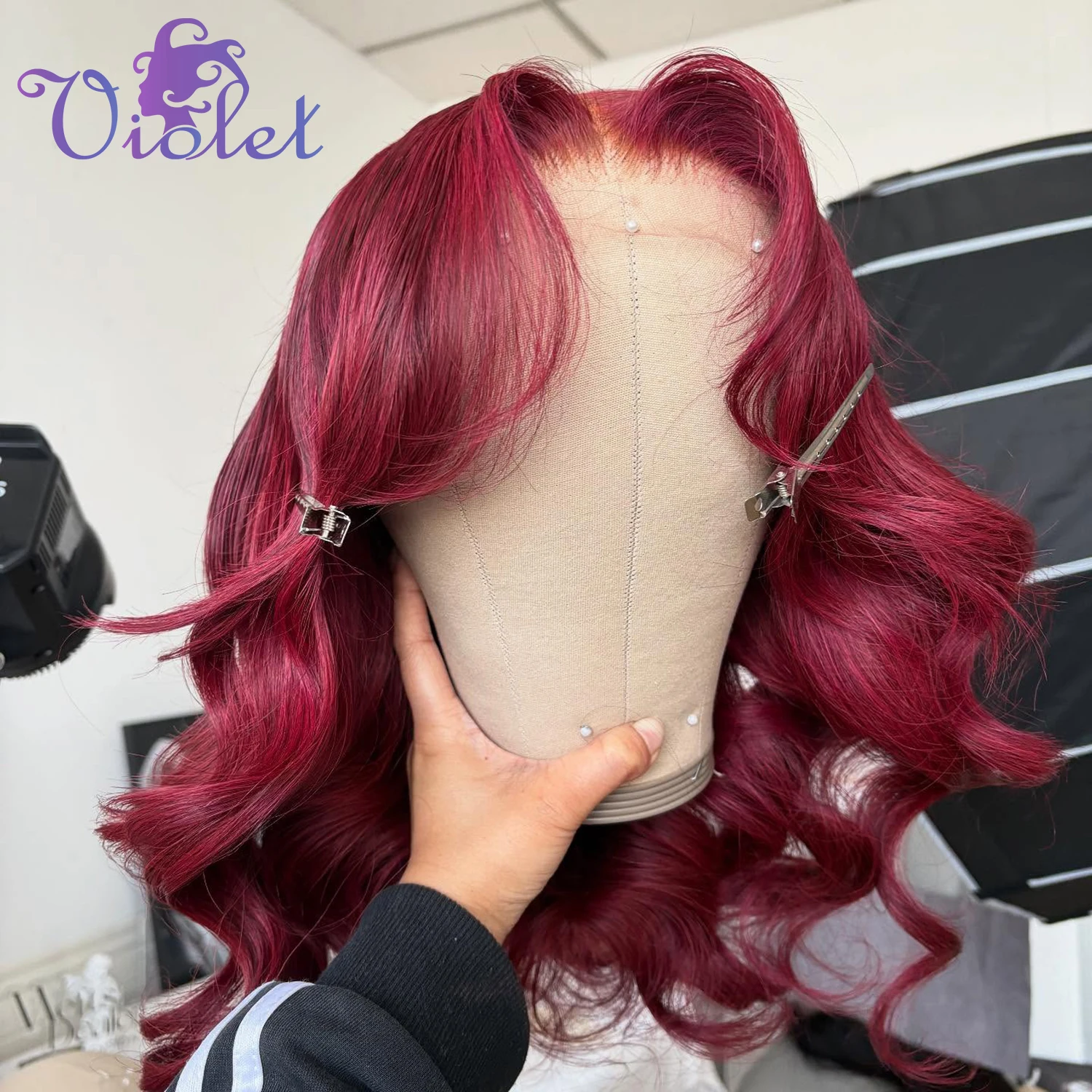 

99J Бордовый цвет Объемная волна Боб Парик 250% Плотность Красный 13x4 Кружевные фронтальные парики Свободные волны Бразильские человеческие волосы Кружевные парики для женщин