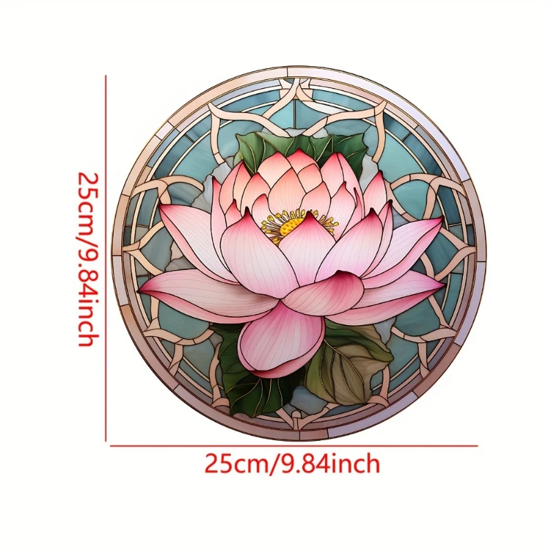 Pink Lotus Pattern Electrostatic Glass Window Sticker Waterproof Bathroom Door Anti-collision Decor Static Cling Glass Decal#17