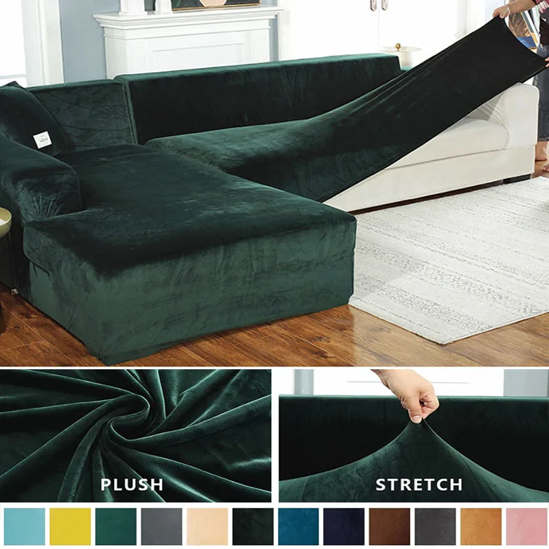 Velvet Thick Sofa Cover Universal Stretch Elastic Sofa Cover For Living Room Couch Slipcover Corner Sofa Cover L Shape