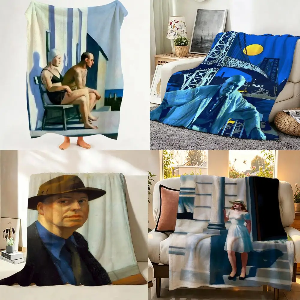 Artist Classic E-Edward Hopper Throw Flannel Throw Blanket Suitable warm for Sofa、Living Room、Bedroom soft