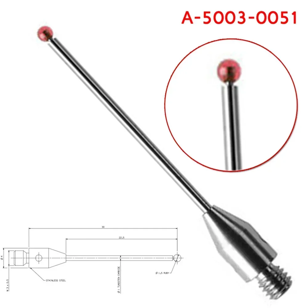 1pcs Cmm Touch Probe Cmm Stylus Tips M3- Thread CMM Styli 1.5mm Ball A-5003-0051 Tungsten Carbide Rod Built-in Anti-collision