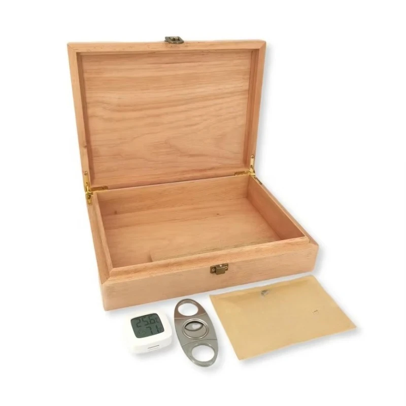 

Cedar Wood Cigar Tobacco Humidity Control Storage Humidor Set 20 Cigars