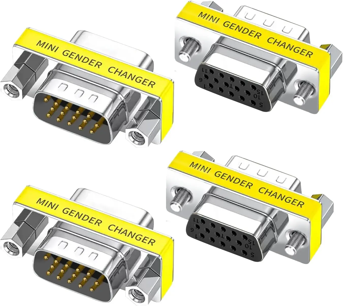 Adaptador Mini Changer de Gênero DB15 15Pin VGA Fêmea para Macho Rs232 Serial Port Com Conector Null Modem