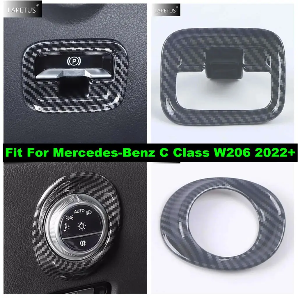 

Carbon Fiber Car Electronic Handbrake / Head Light Lamp Button Cover Trim Accessories For Mercedes-Benz C Class W206 2022 - 2025