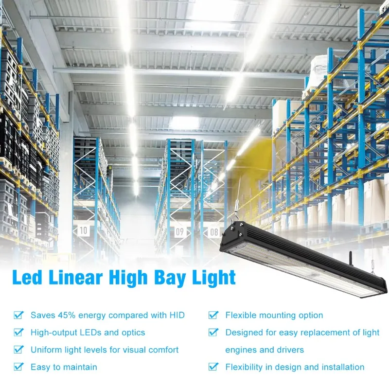 دعم باهتة AC100-277V 150LPW-185LPW صمام ثنائي باعث للضوء خطي عالي الفتح