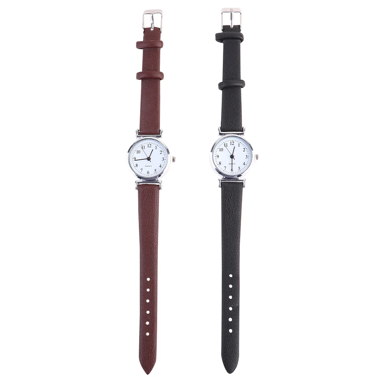 2pcs All-match Wristwatch Fashion Leisure Watch Elegant Wristwatch Chic Wrist Decor (Black White and Brown for Each 1pc)