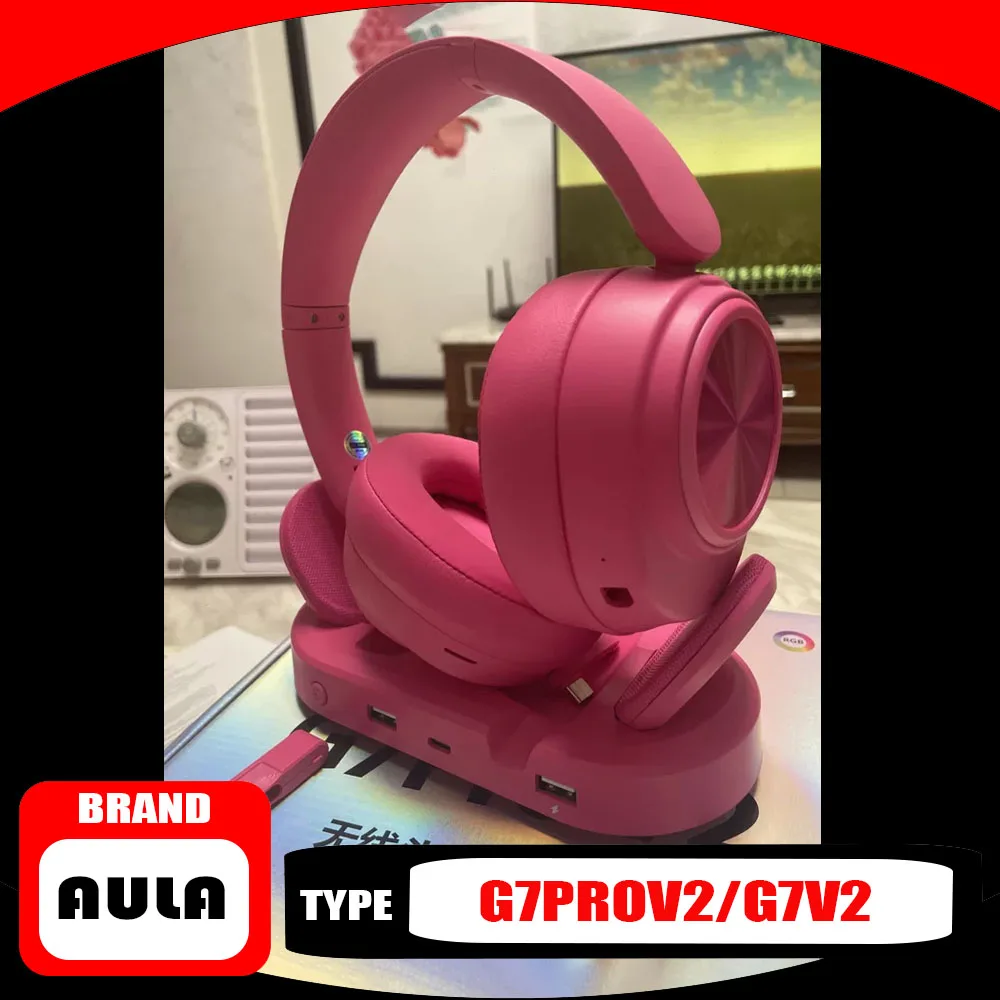 AULA G7 Pro V2 Over-Ear Headphones Six-Mode Connection 53mm Dynamic Driver Wireless Bluetooth Gaming Headset G7V2 Durable