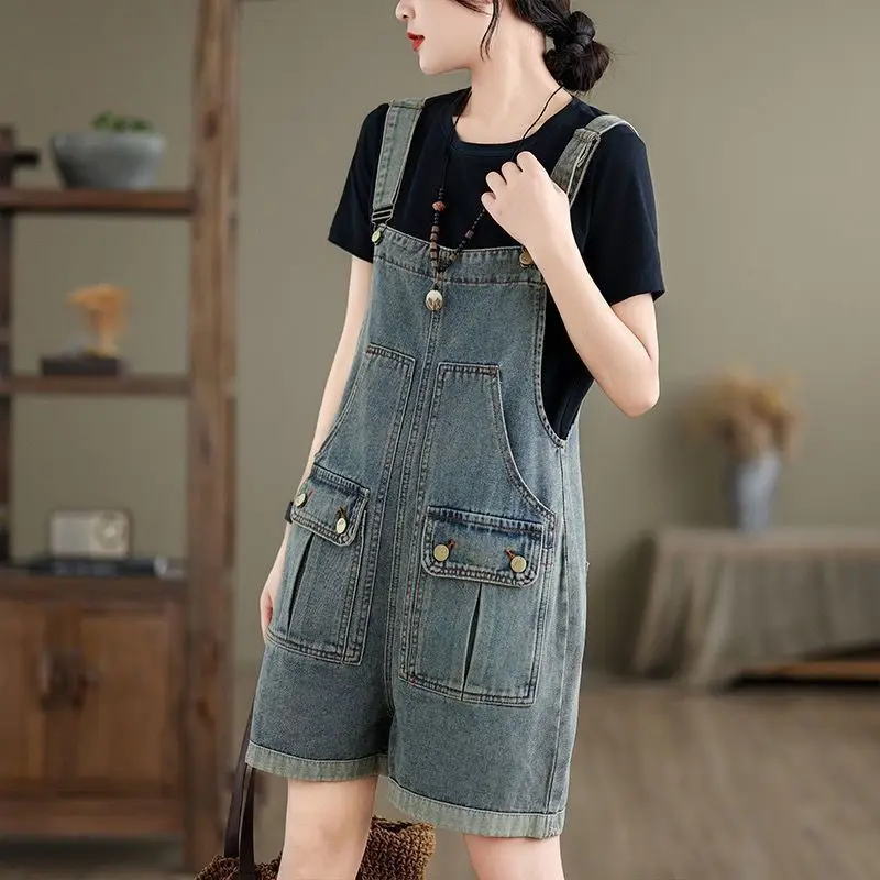 

Summer New Sle Loose Wide Leg Denim Overalls Women's Thin Casual Pants High Waist Jeans No Brand Registered Trademark