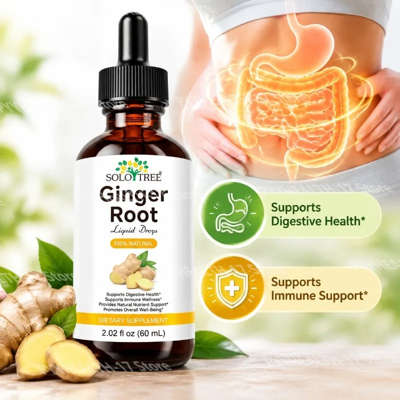 Ginger Extract Liquid Drops Supports Digestive Health & Immune Support with High Potency 500mg Per Serving 60ml