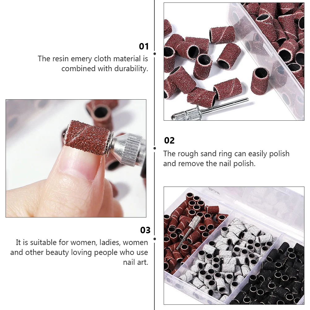 ملحقات أظافر بحلقة صنفرة، ألوان متنوعة، ملمس مريح، يحمي البشرة، استخدام مريح، مزيل طلاء الجل