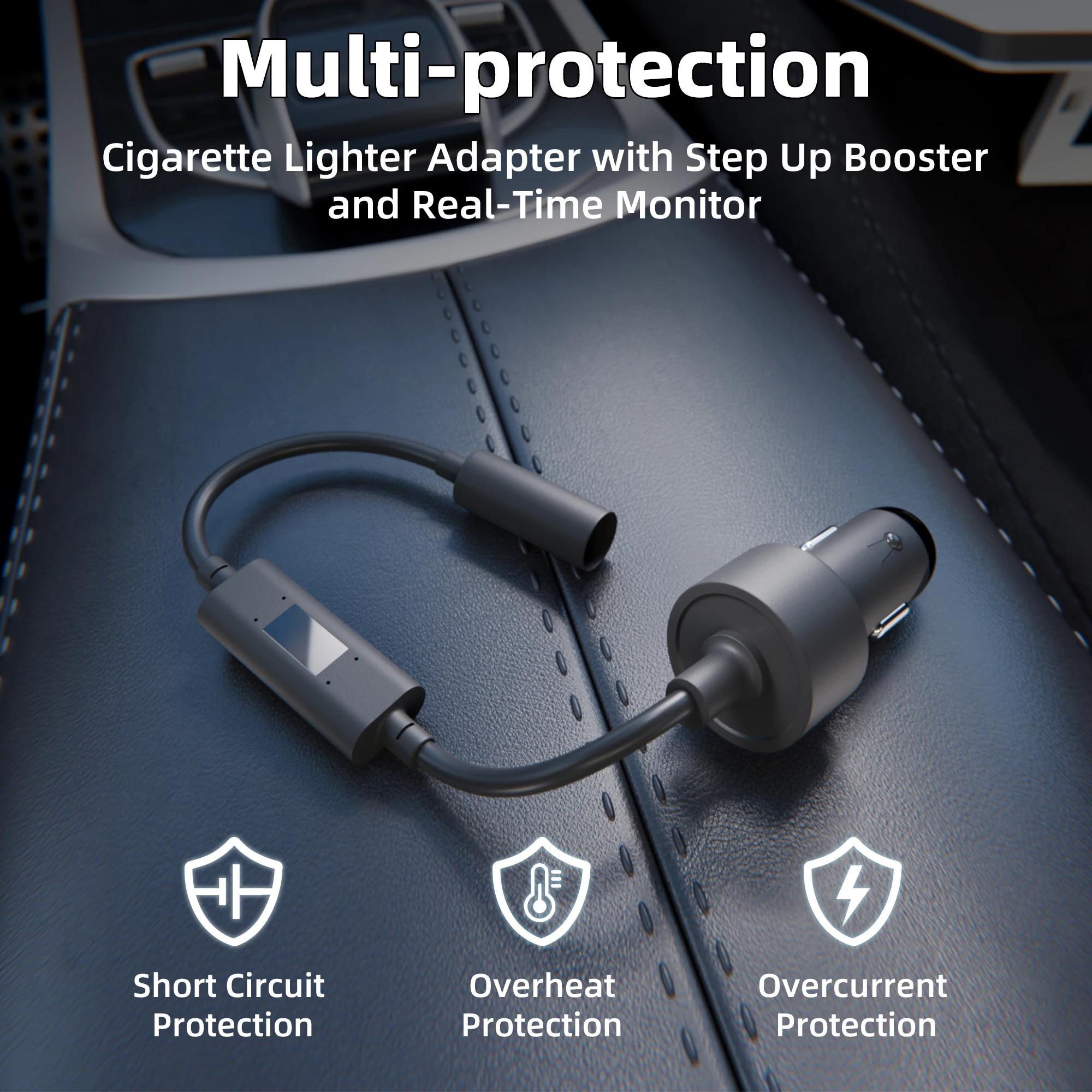 Starlink mini-autoadapter met step-up booster en realtime spanningsstroommonitor sigarettenaansteker voedingsadapter DC-stekker