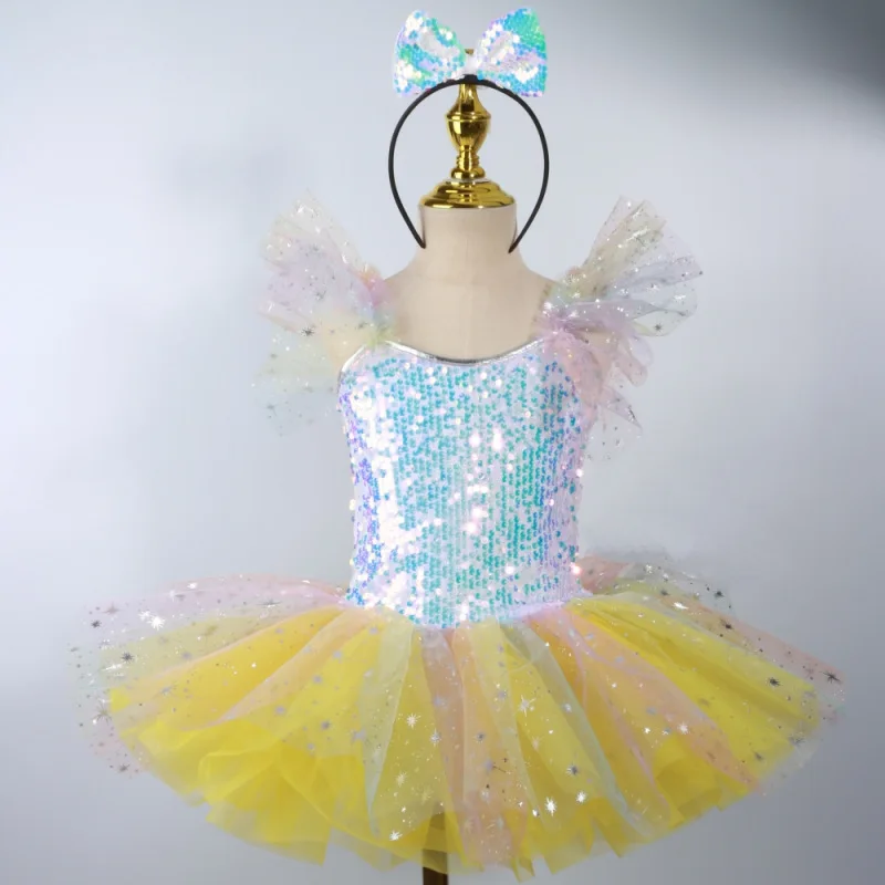 カラフルな小さな白鳥のバレエスカートダンスドレス衣装女の子用チュールチュチュスカート幼稚園ベビーダンスウェア