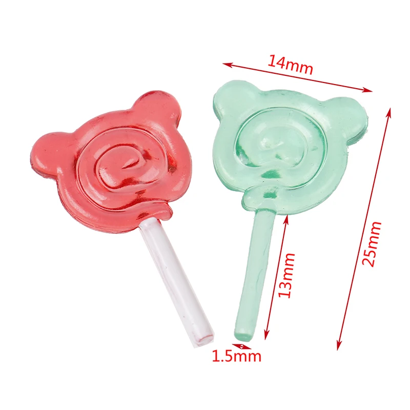 6Pcs Dollhouse Miniature Cartoon Bear Shape Lollipop Simulation For Dollhouse Miniature Toy Doll Mini Resin