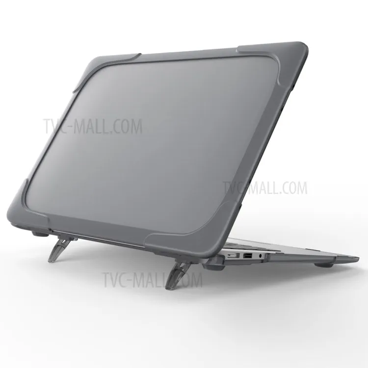 

For Macbook Air 13.3 Inch See-through Full Protection PC TPU Case with Kickstand A1369/A1466 - Grey