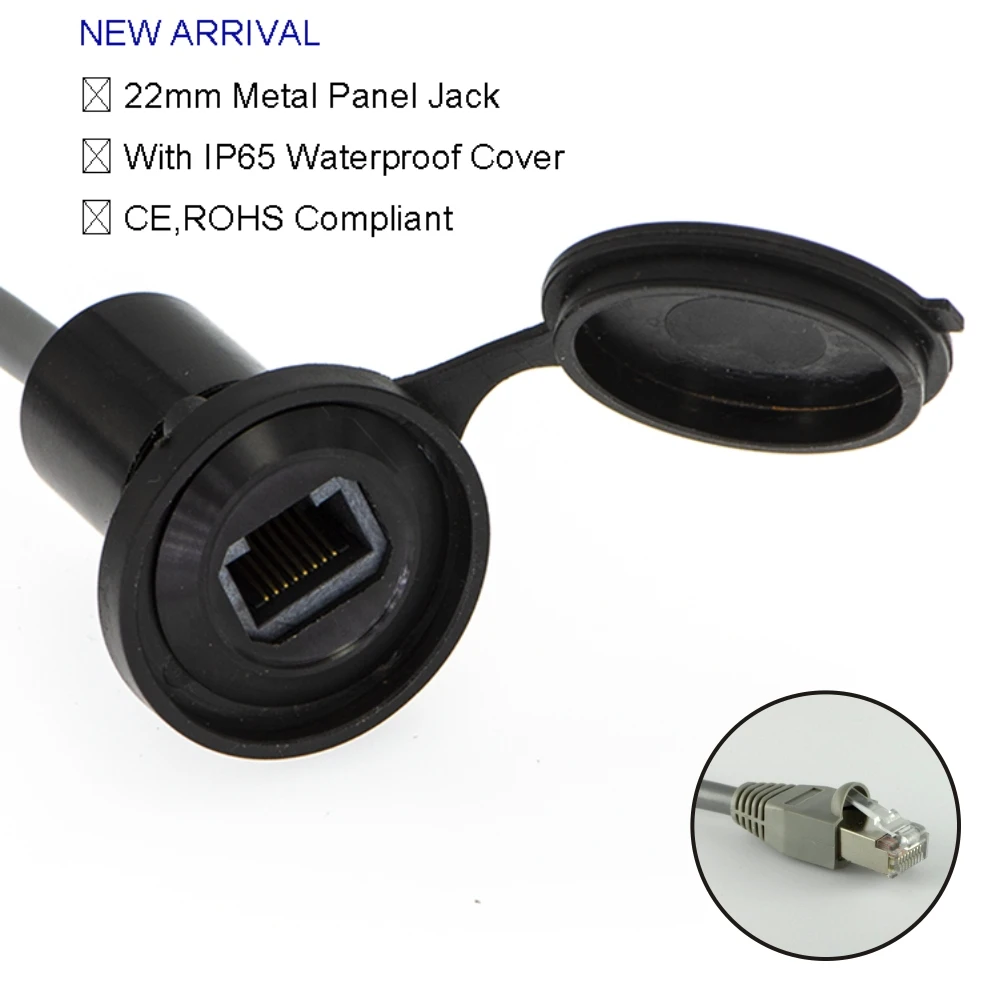 22mm USB connector socket  Metal Panel Socket RJ45 Female to Male  With Cable (60cm,150cm)