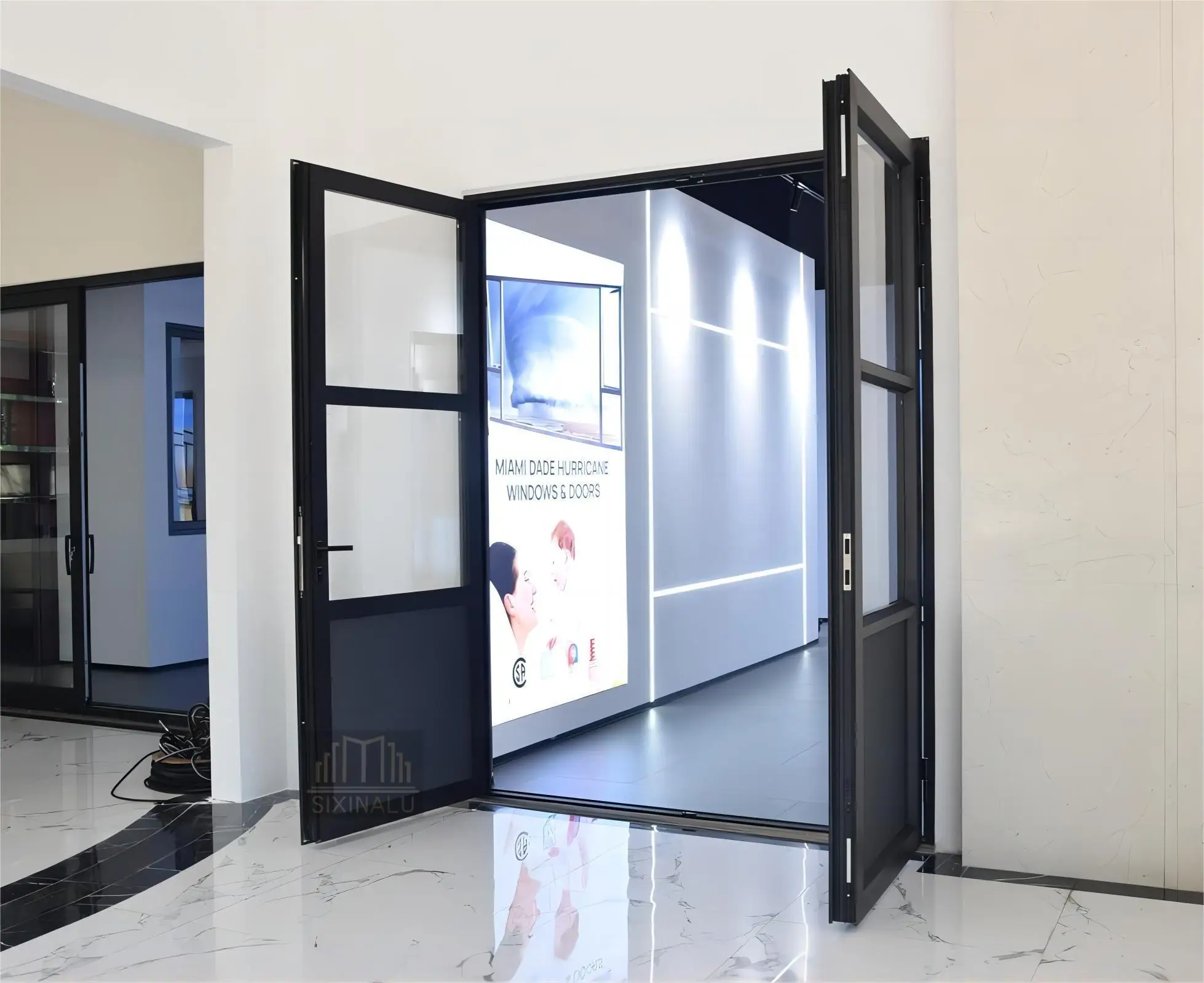 

Sixinalu Slim French Frame Glass Door Interior Casement Aluminum Bathroom Doors Thermal Break Aluminium Interior House Doors