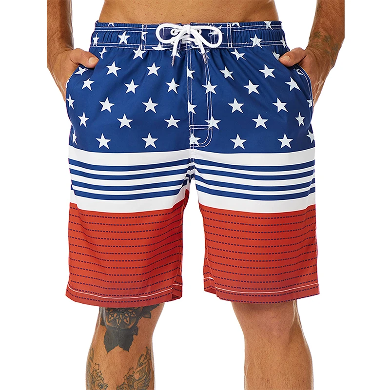 Spodenki plażowe w paski z nadrukiem 3D y2k Casual Beach Shorts Swimsuit homme 20223 Summer Hawaii Surfing Short Pants Swim Trunks