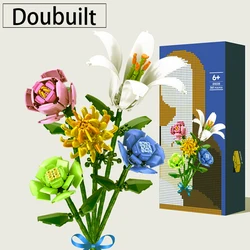 Doubuilt Block Toy 3d Build Block Bouquet Model Chrysanthemum Roses Home Greenery Decoration Girl New Year Christmas Gifts