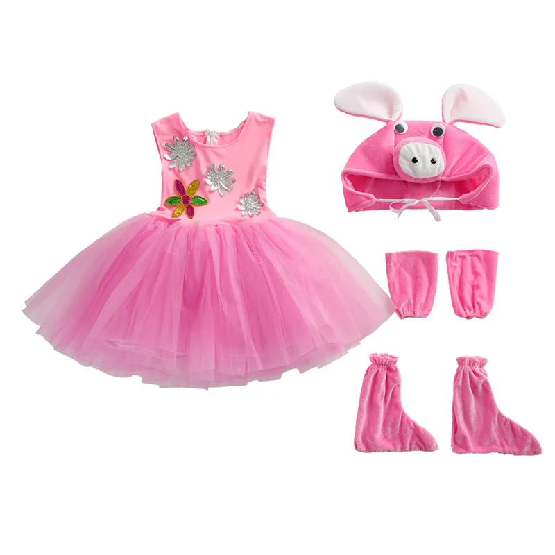 Costume da ballo di scena per tre porcellini per la scuola materna, maialino felice, costume da spettacolo per animali per bambini