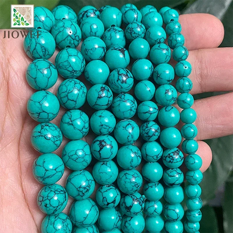 Green Turquoises Round Loose Bead Diy Bracelet Earrings Natural Stone for Jewelry Making 15