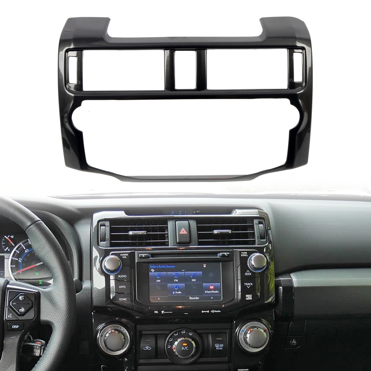 

Metallic Black Interior Dashboard Navigation Cover Trim Fit for Toyota 4Runner 2014-2019