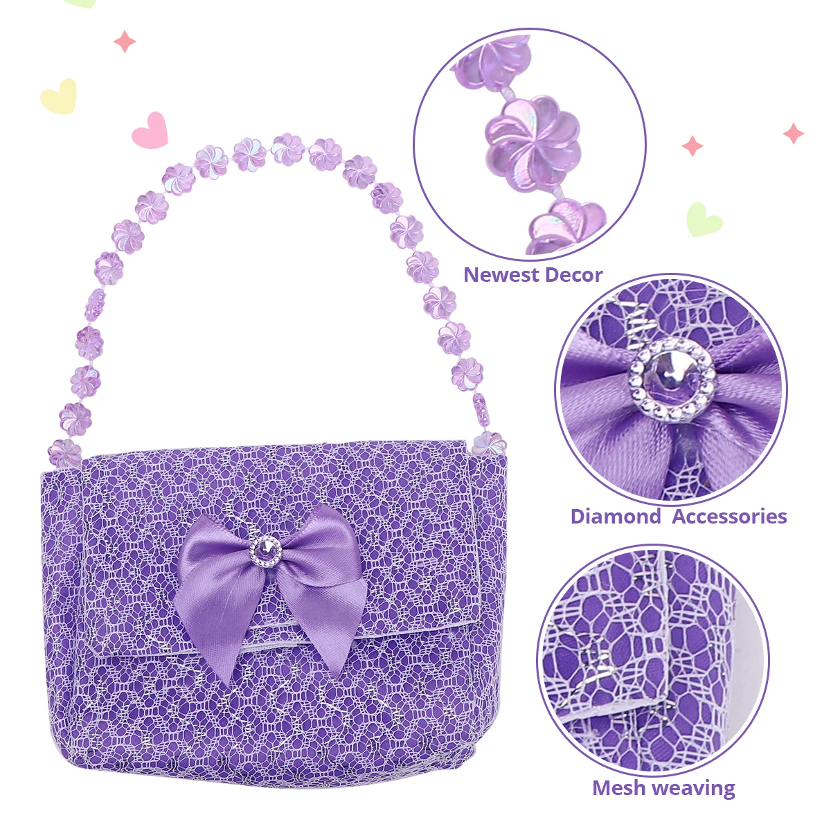 Princess chiffon dress handbag high heels unicorn headband accessory set