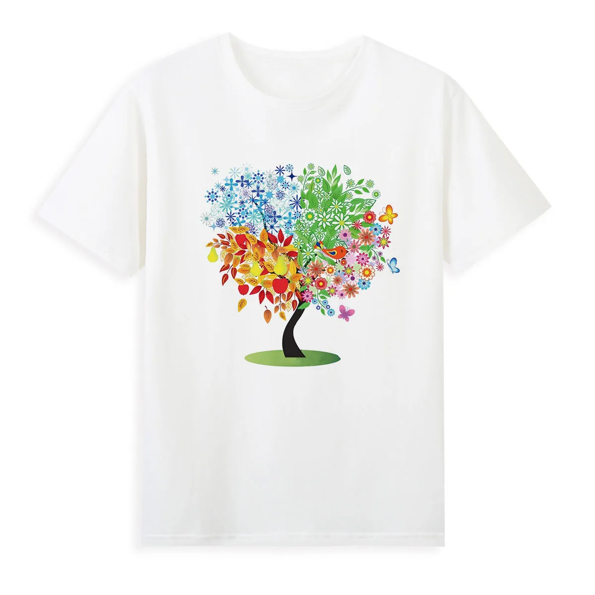 Colorful tree print T-shirt High quality beautiful printed shirt Breathable and soft summer women's top tees A1-76