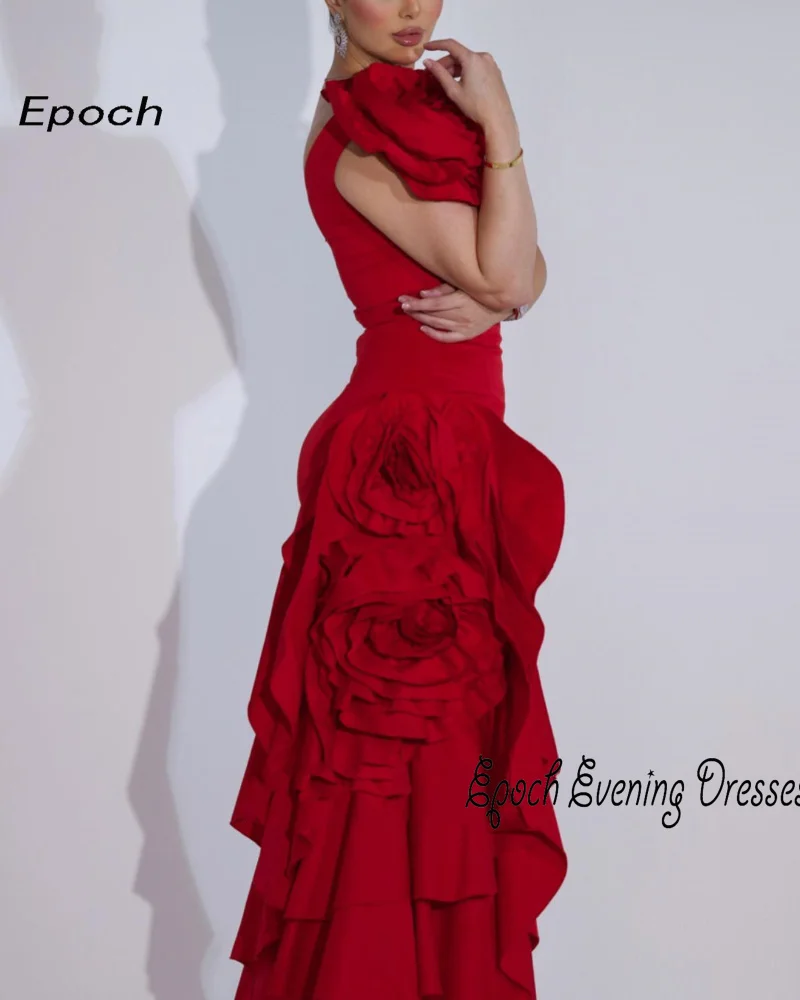 Epoch-vestido de fiesta fruncido con flores en 3D para mujer, traje elegante de un hombro para fiesta de regreso a casa, 2024