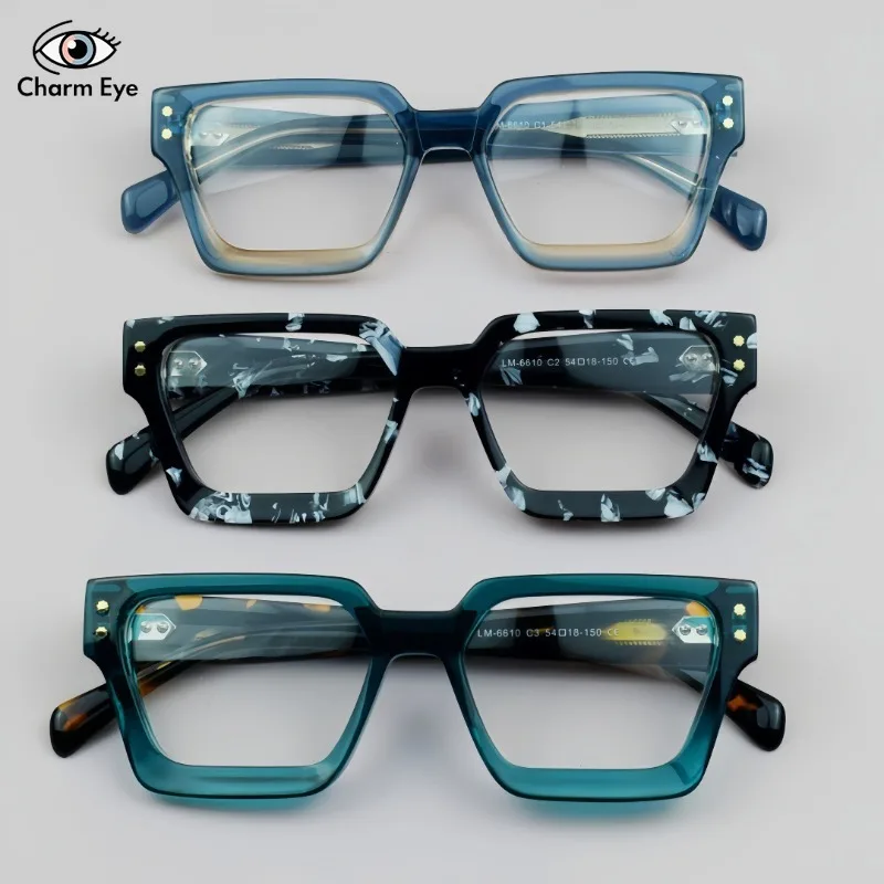 2025 جديد إمرأة أسود الأزهار الخشنة سميكة نظارات بمادة الخلات إطار موضة واسعة حافة الرجعية الرجال قصر النظر البصرية وصفة طبية النظارات #4