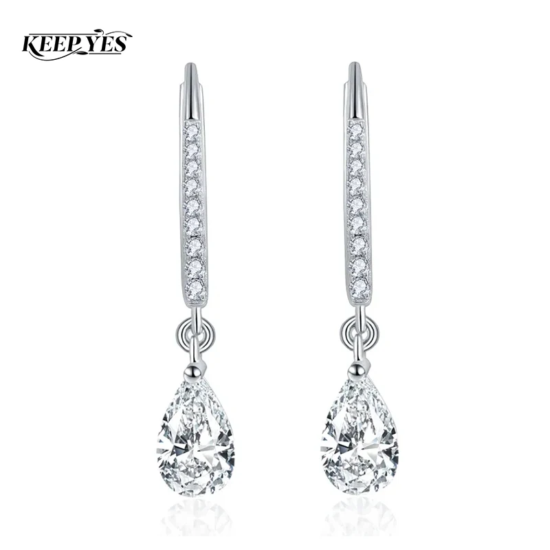 

Серьги-кольца KEEP YES 5*8 мм в форме груши с 2-каратным сверкающим бриллиантом из муассанита, в виде капли воды, для женщин, из стерлингового серебра 925 пробы, изысканные ювелирные изделия