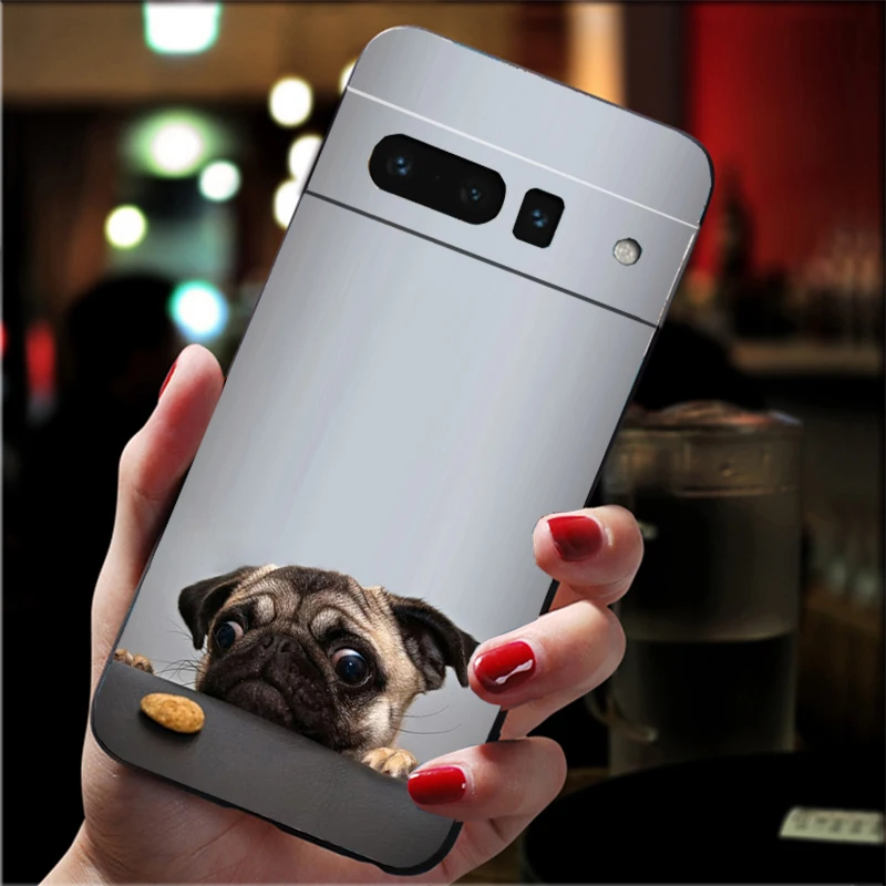 Capa de telefone para google pixel 10 9 pro xl 9a 8 7 6 pro pixel 8a 7a 6a pixel 8 7 6 5 animal bonito pug cão