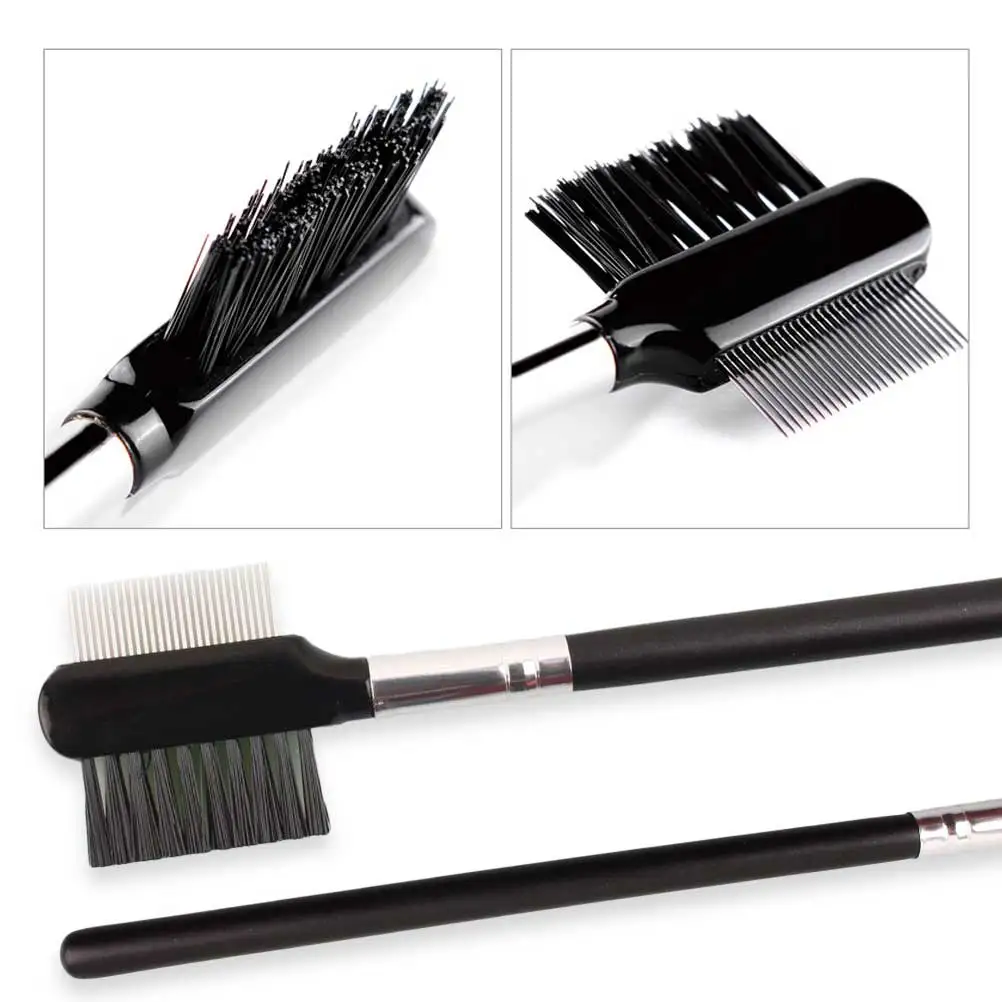 

2pcs Eyebrow Eyelash Comb Set Metal Teeth Wooden Handle Double Use Brush For Women Beauty Tool Eyelash Separating Kit