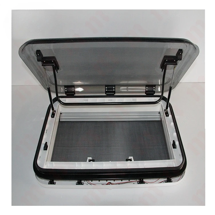 RV Accessories caravan skylight with LED light Uv Resistant Insect Net Double Acrylic Skylight