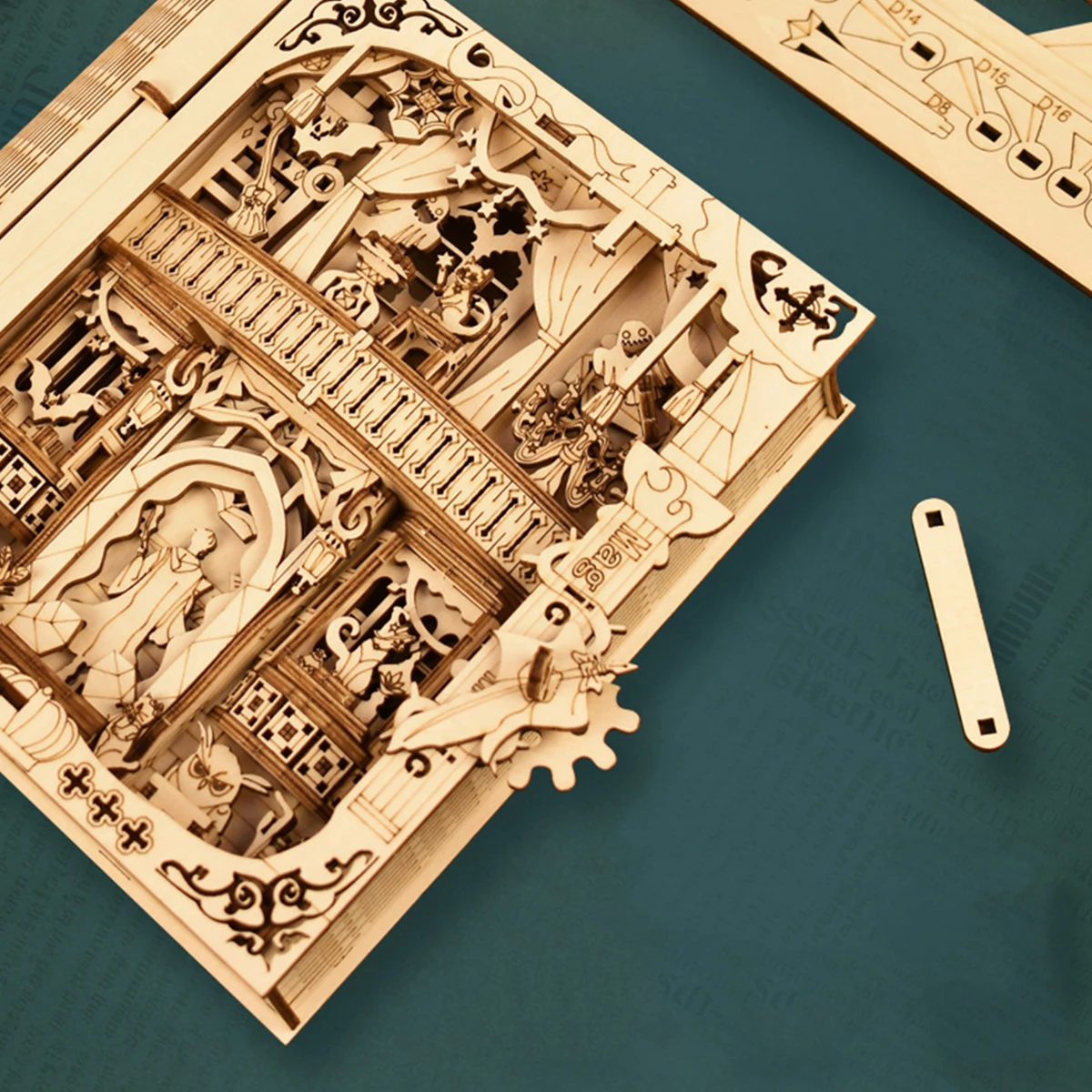 Houten puzzel Magisch boekmodel Massief hout DIY Handgemaakte 3D Stereopuzzel Geschikt voor desktopdecoratie Vakantie Verjaardagscadeau