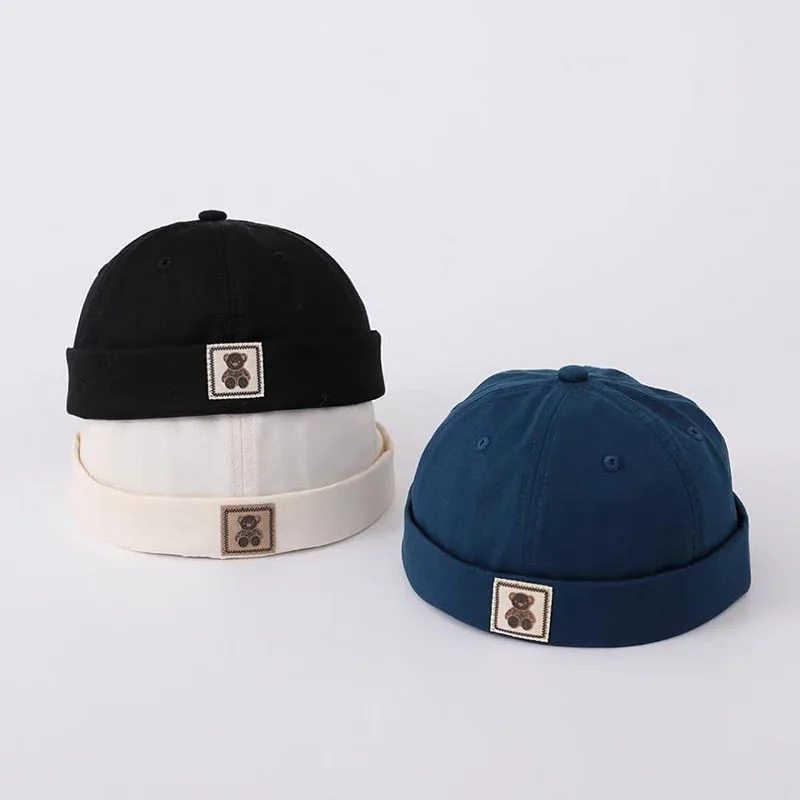 Fashion Baby Docker Cap Solid Color Dome Beanie Cotton Adjustable Drawstring Kids Brimless Hat 6-24Month Boy Girl Toddler Bonnet