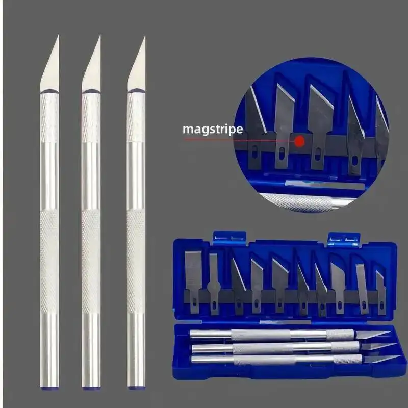 

Набор прецизионных ножей для хобби, экзакто-нож с 12 лезвиями для скрапбукинга, моделирования, резьбы по дереву, трафарет, художественные проекты «сделай сам» ​