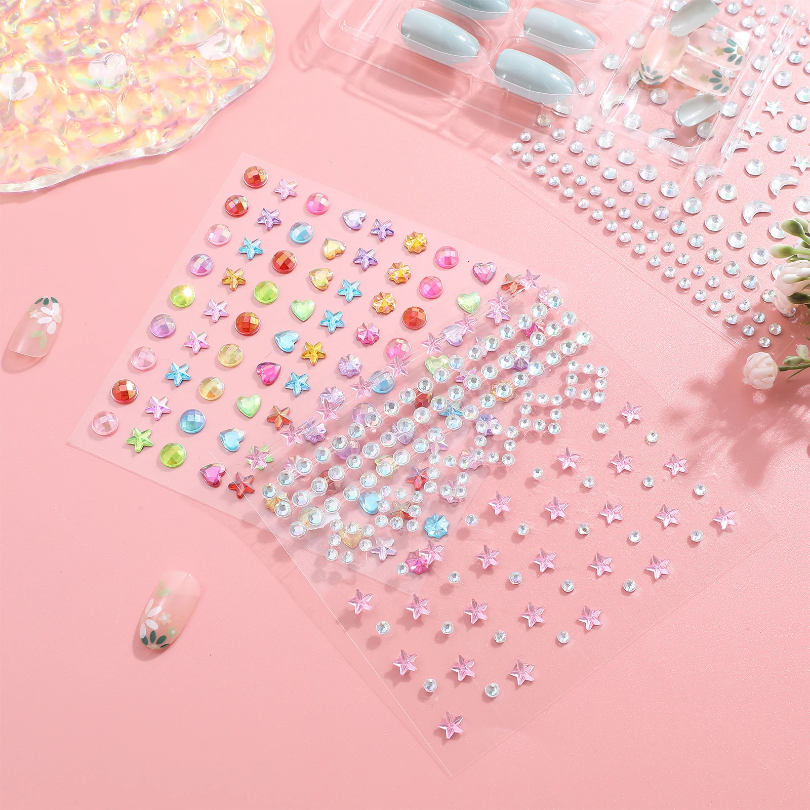 

7 Sheets Rhinestone Stickers Moon Face Gems Body Sequins Crafts Star Festival Makeup Kids Woman Reusable Decal Jewel