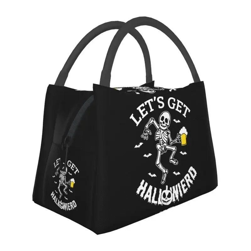 Halloween Lets Get Halloweird Skeleton Resuable Lunch BoxesCooler Thermal Food Insulated Lunch Bag Travel Work Pinic Container