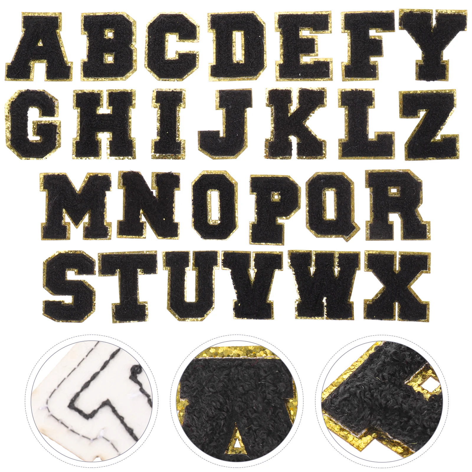 

26pcs Embroidered Patches Letter Shaped Back Decor Black Color Multi Function Repair Sewing DIY Home Stickers Cloth