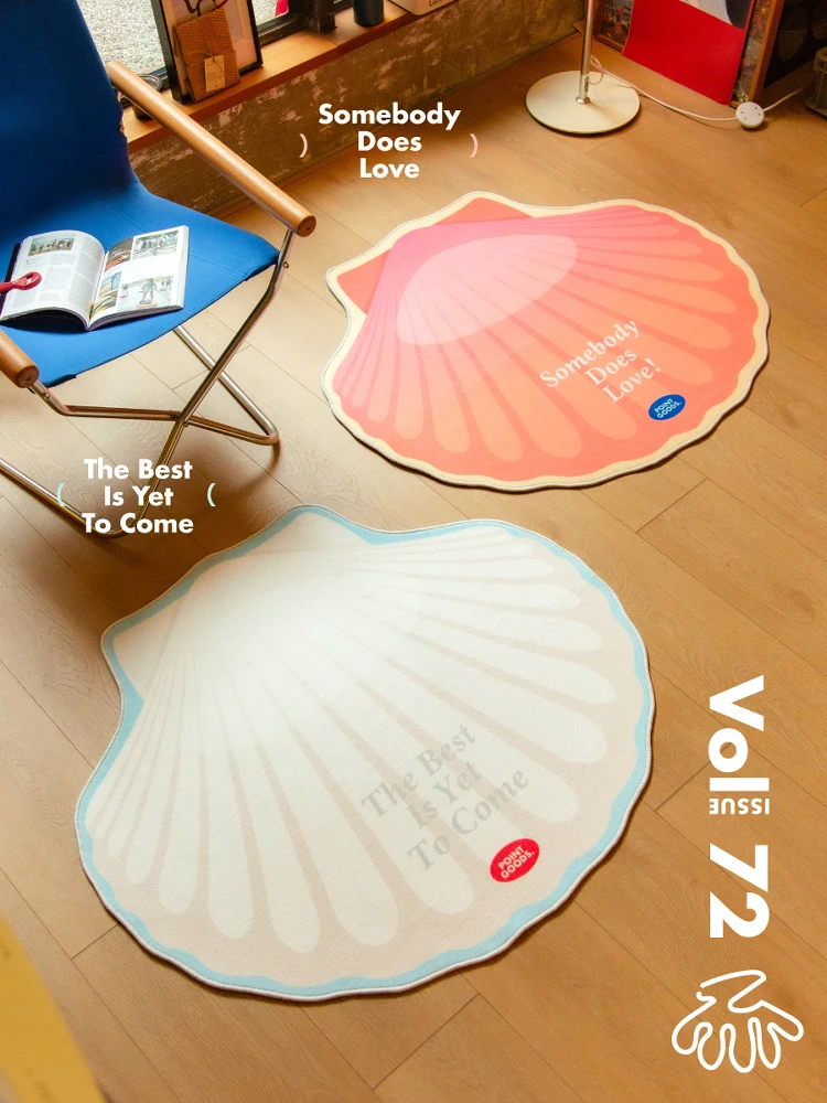 PointLab Modern Minimalist  Motif Thin Rug Beachside Bedside Carpet New Arrival Home Decorative Floor Mat Fan Shape