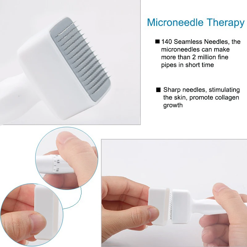 1pc Derma Roller Stamp 140 Adjustable Needle Microneedle Derma Roller Microneedling Therapy Hair Growth Derma Rolling System