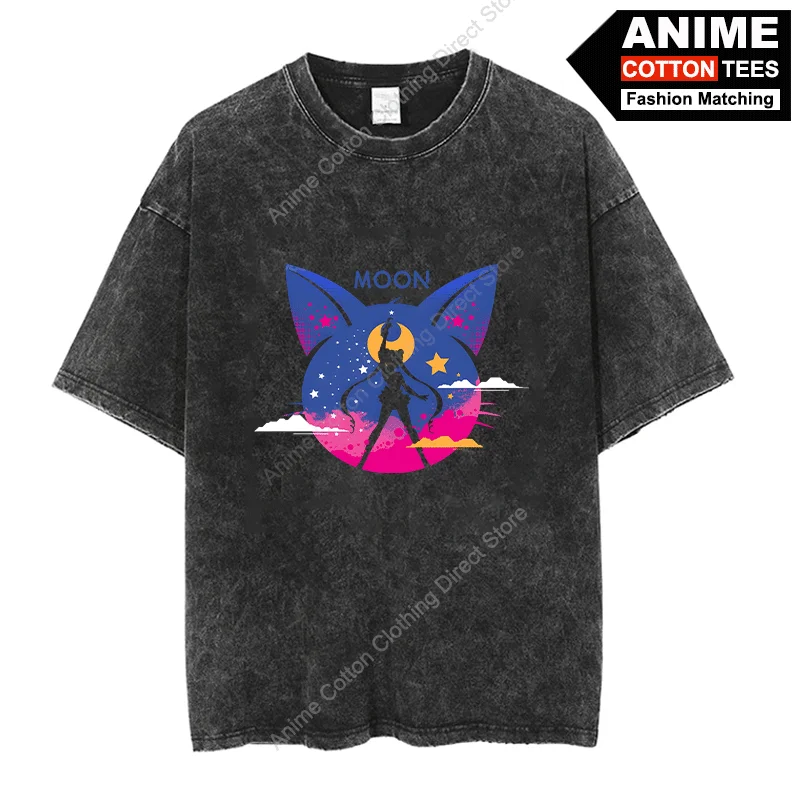 

Cute Cat Luna T-shirt Anime Beautiful Girl Warrior Print T Shirt y2k Harajuku Casual Unisex Oversized Loose Tees Cotton Tops