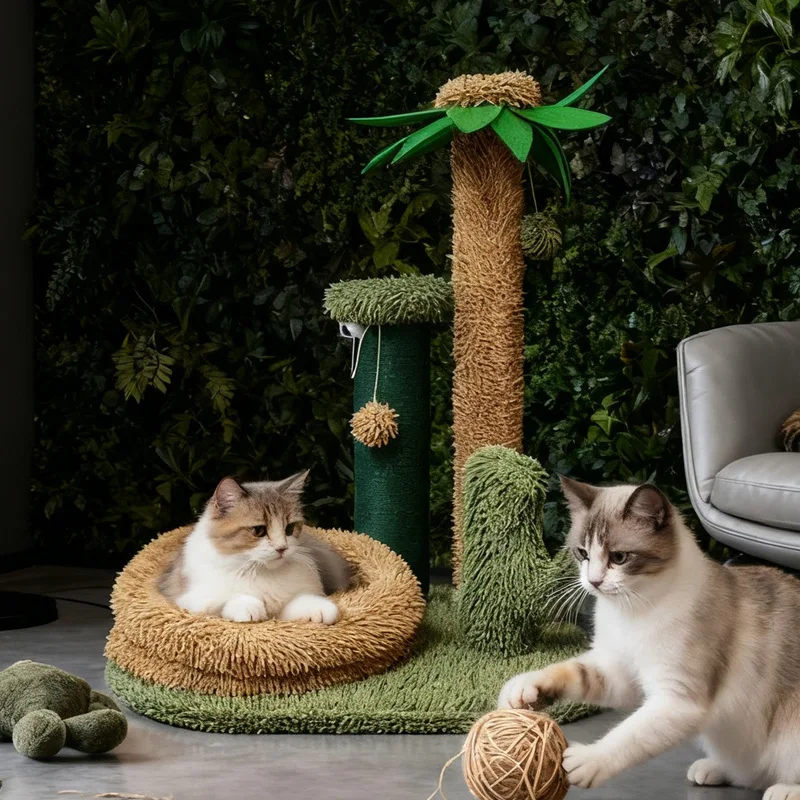 The new cactus cat climbing frame is wear-resistant and does not fall off the dander, and the cat is self-relieving and boredom